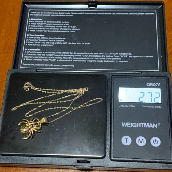 18k Solid Gold Spider Necklace - Picture 3 of 6